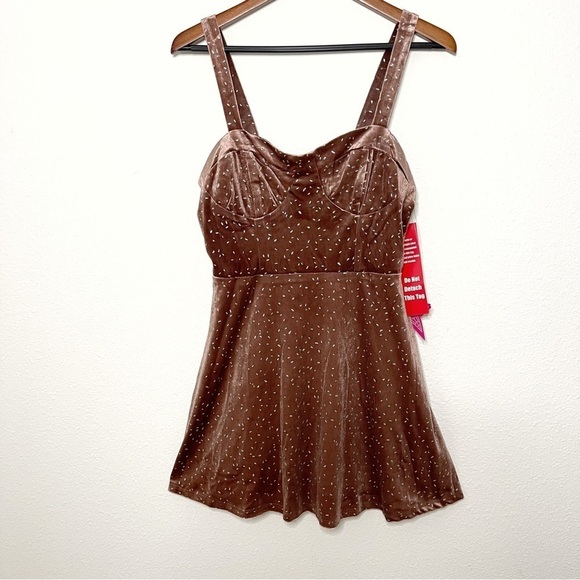 Speechless Velvet Skater Dress Fit & Flare Mauve Silver Dots L NWT $59 - Picture 2 of 11